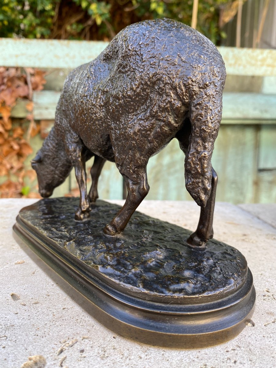 19th Century Bronze Grazing Sheep Signed Rosa Bonheur -photo-3