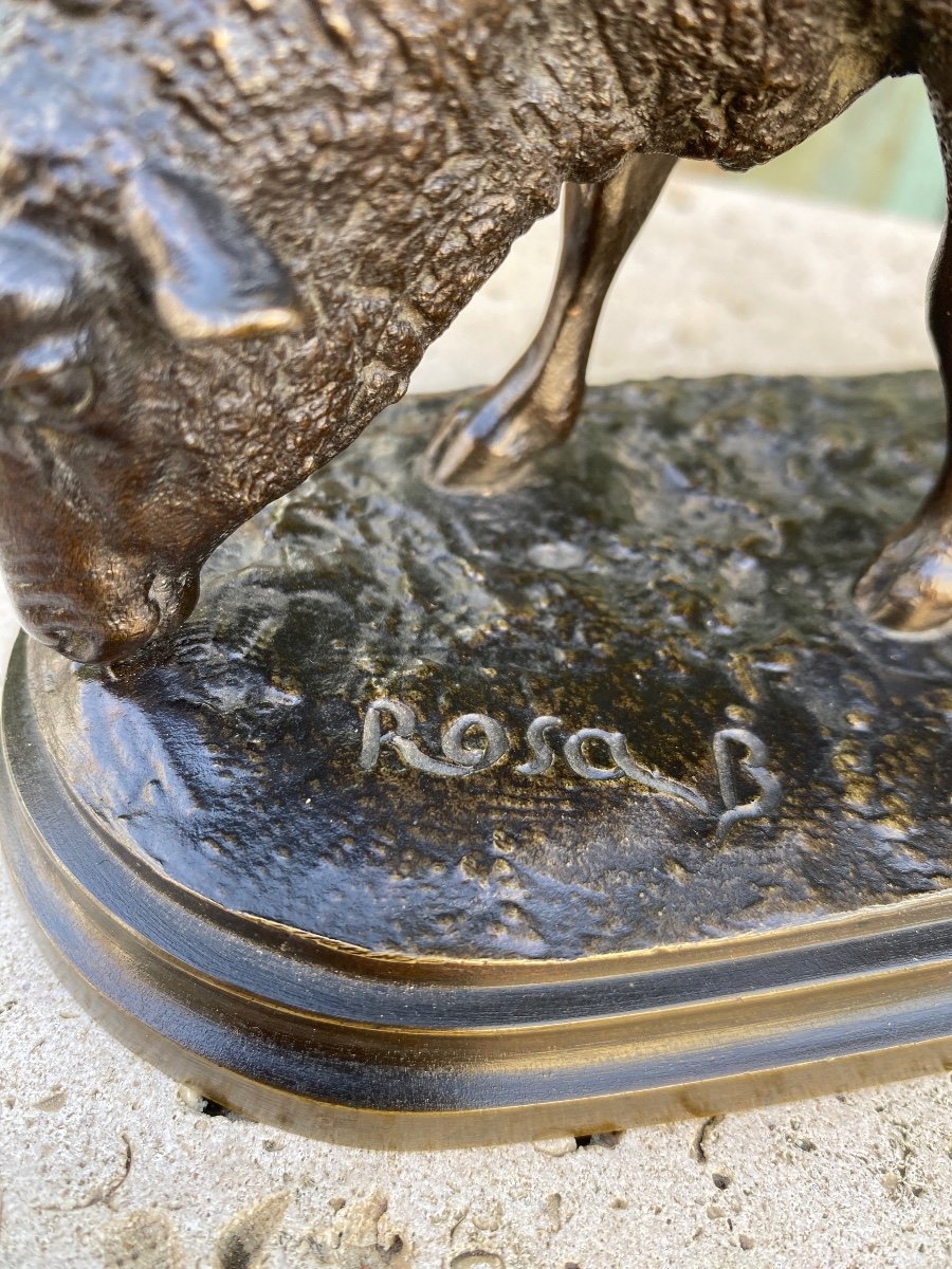 19th Century Bronze Grazing Sheep Signed Rosa Bonheur -photo-5