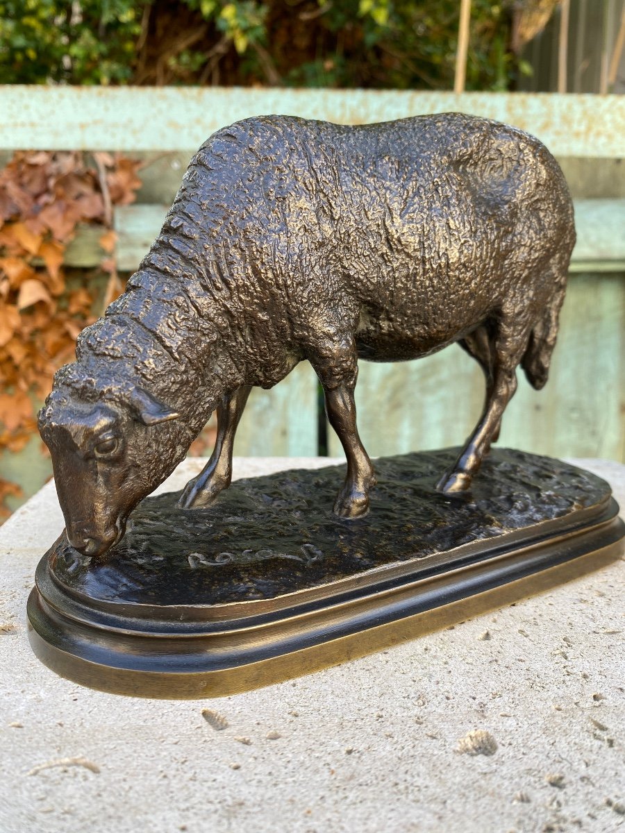 19th Century Bronze Grazing Sheep Signed Rosa Bonheur -photo-6