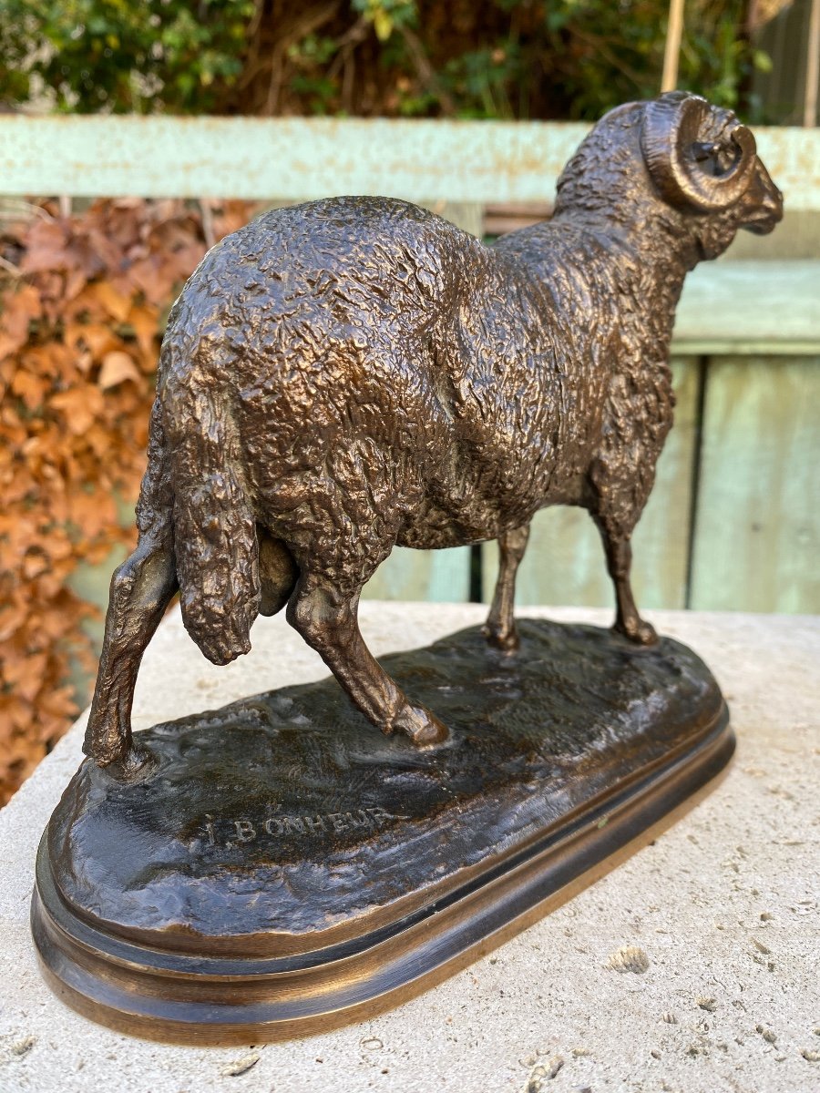 Goat / Ram In Bronze With Brown Patina Signed 19th Century Signed Isidore Bonheur (1827-1901)-photo-4