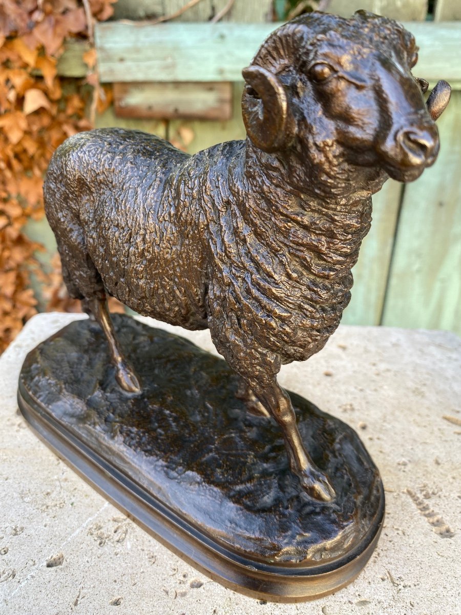 Goat / Ram In Bronze With Brown Patina Signed 19th Century Signed Isidore Bonheur (1827-1901)