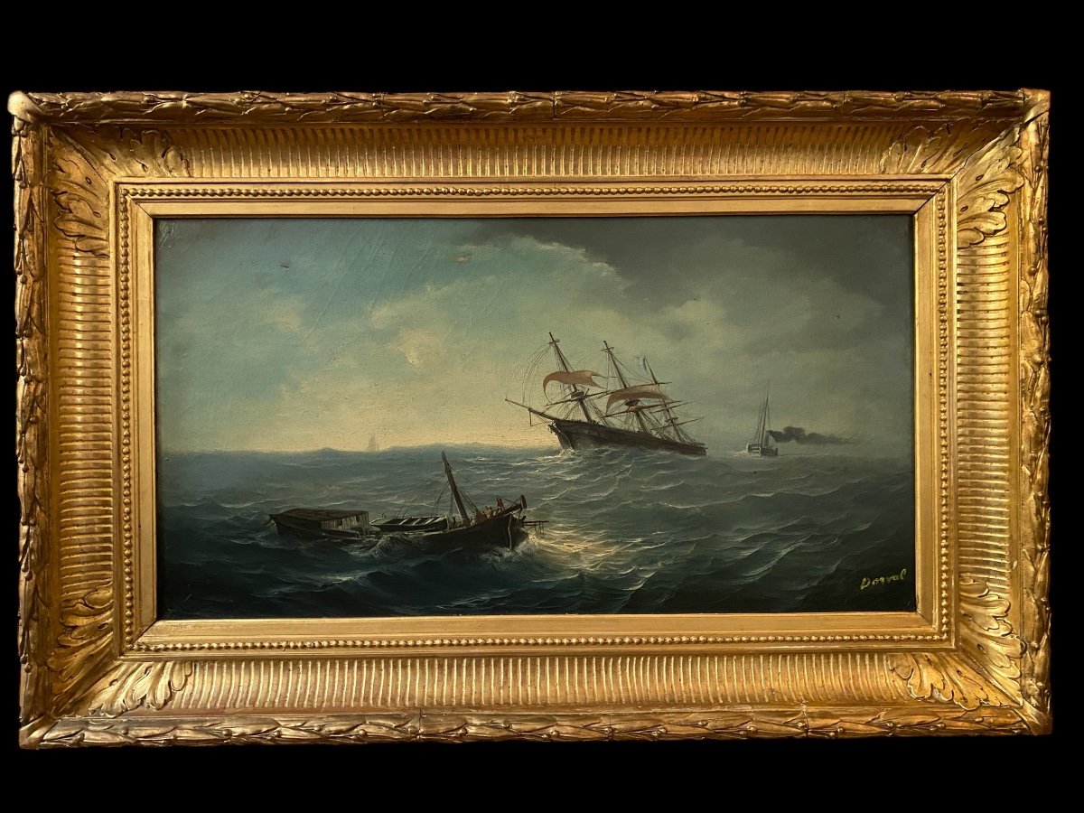 Pair Of 19th Century Marines, Signed Orientalist Oil On Canvas, Gilded Frames…-photo-3