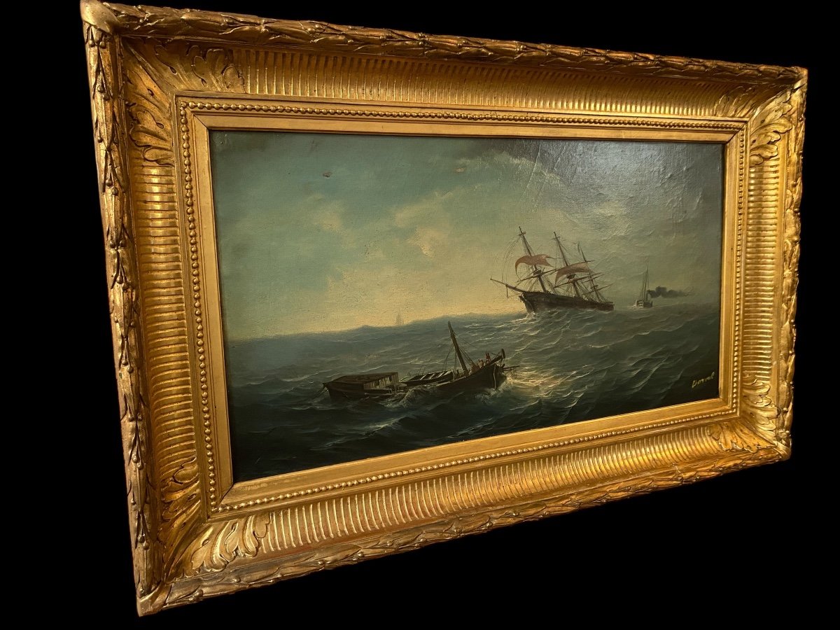 Pair Of 19th Century Marines, Signed Orientalist Oil On Canvas, Gilded Frames…-photo-4