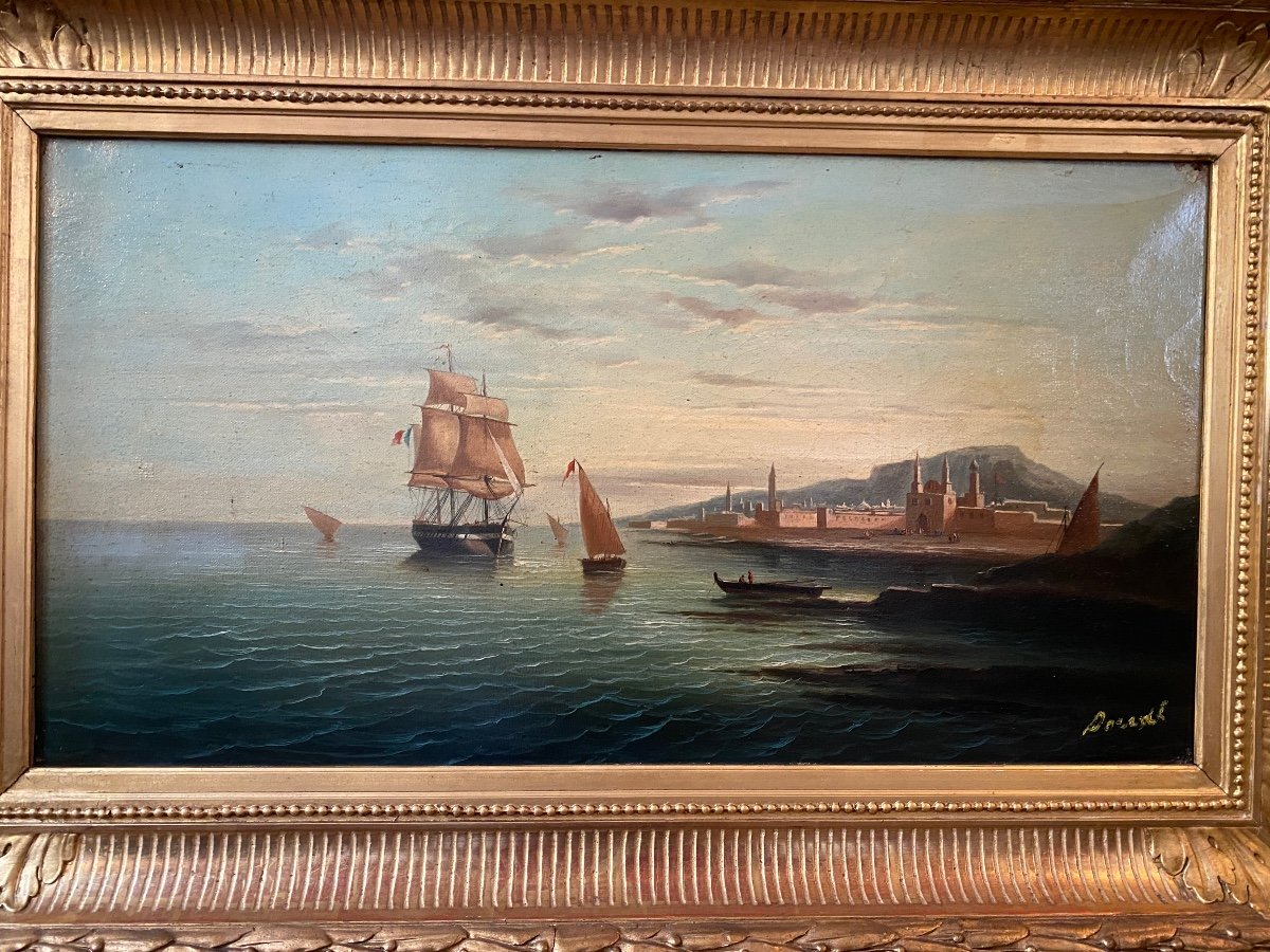 Pair Of 19th Century Marines, Signed Orientalist Oil On Canvas, Gilded Frames…-photo-4