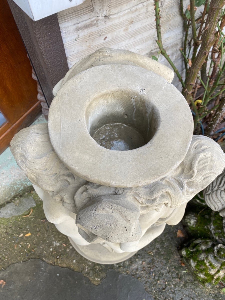 Column / Pedestal With Three Graces In Reconstituted Stone -photo-4