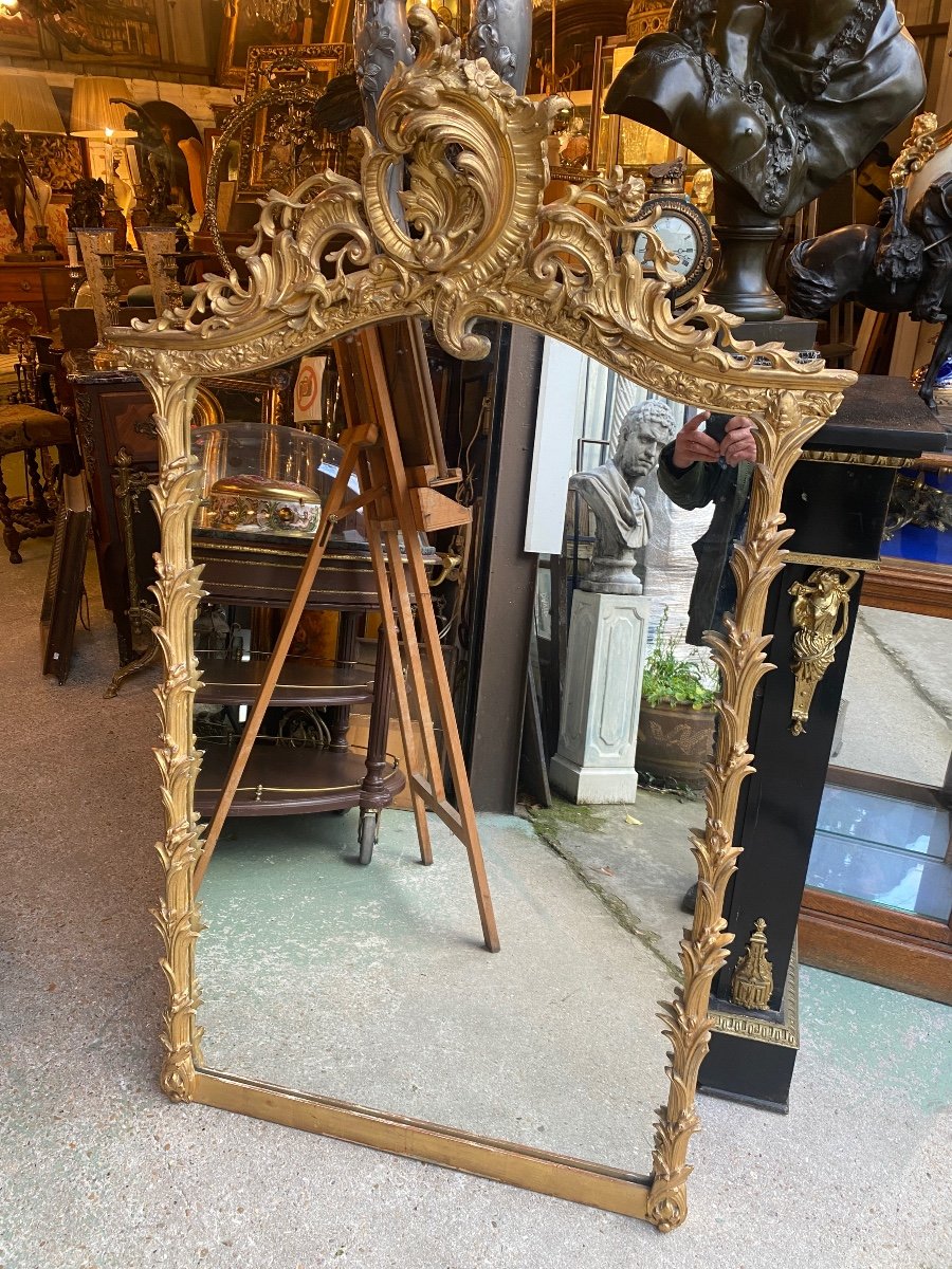 Miroir Doré De Style Louis XV, Décor Bambou, époque Napoléon III -photo-2