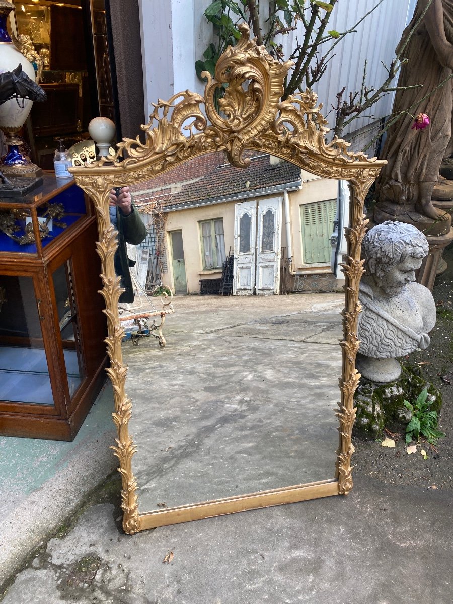 Miroir Doré De Style Louis XV, Décor Bambou, époque Napoléon III -photo-3