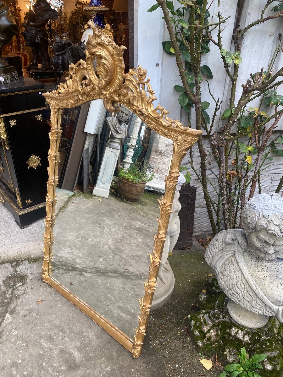 Miroir Doré De Style Louis XV, Décor Bambou, époque Napoléon III -photo-2