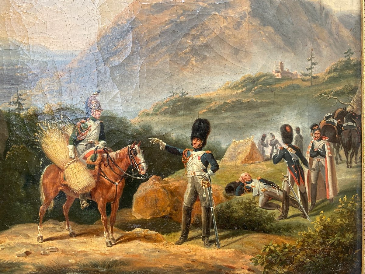 Scène D’armée Du Second Empire , Soldats Au Repos Dans Un Paysage, Signée Vauquelin, Datée 1849-photo-2