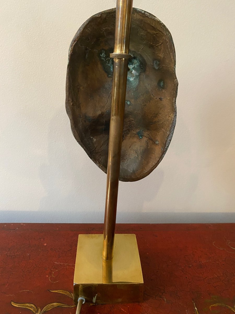 Bronze And Brass Lamp Base, Commedia Dell'arte Mask, Design 1970-photo-4