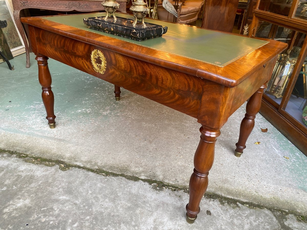 19th Century Restoration Period Mahogany Desk, Jacob Legs-photo-2