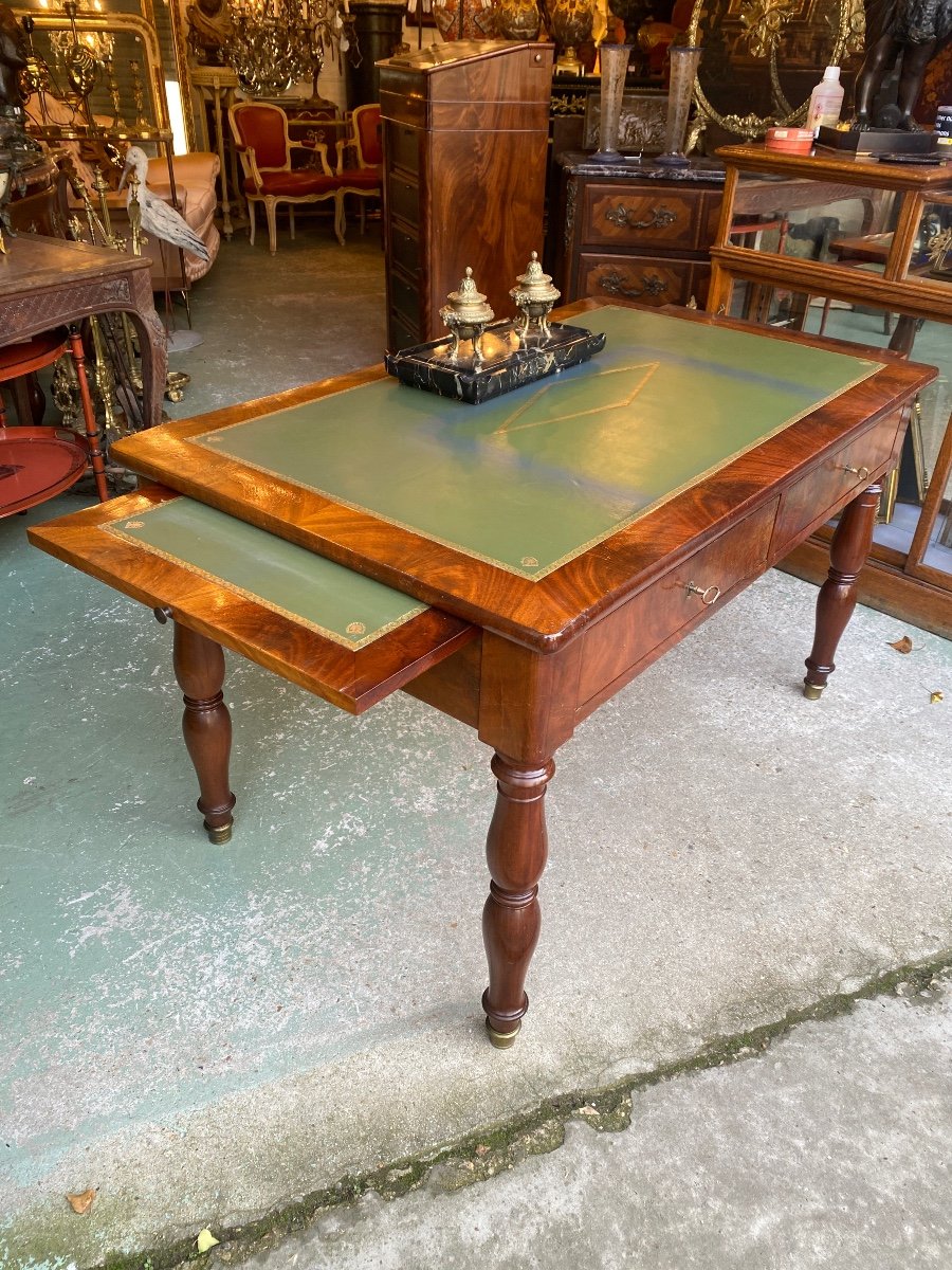 19th Century Restoration Period Mahogany Desk, Jacob Legs-photo-3