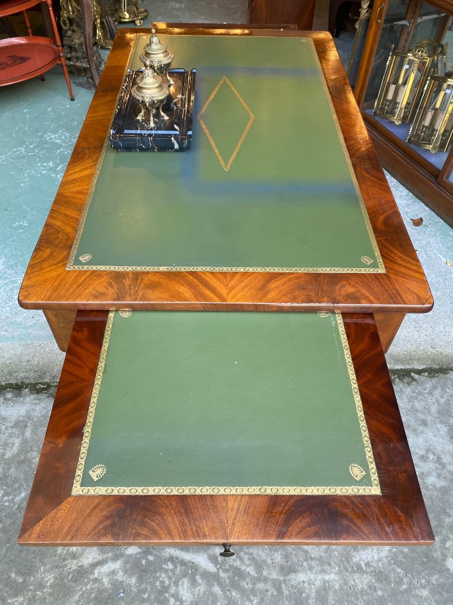 19th Century Restoration Period Mahogany Desk, Jacob Legs-photo-1