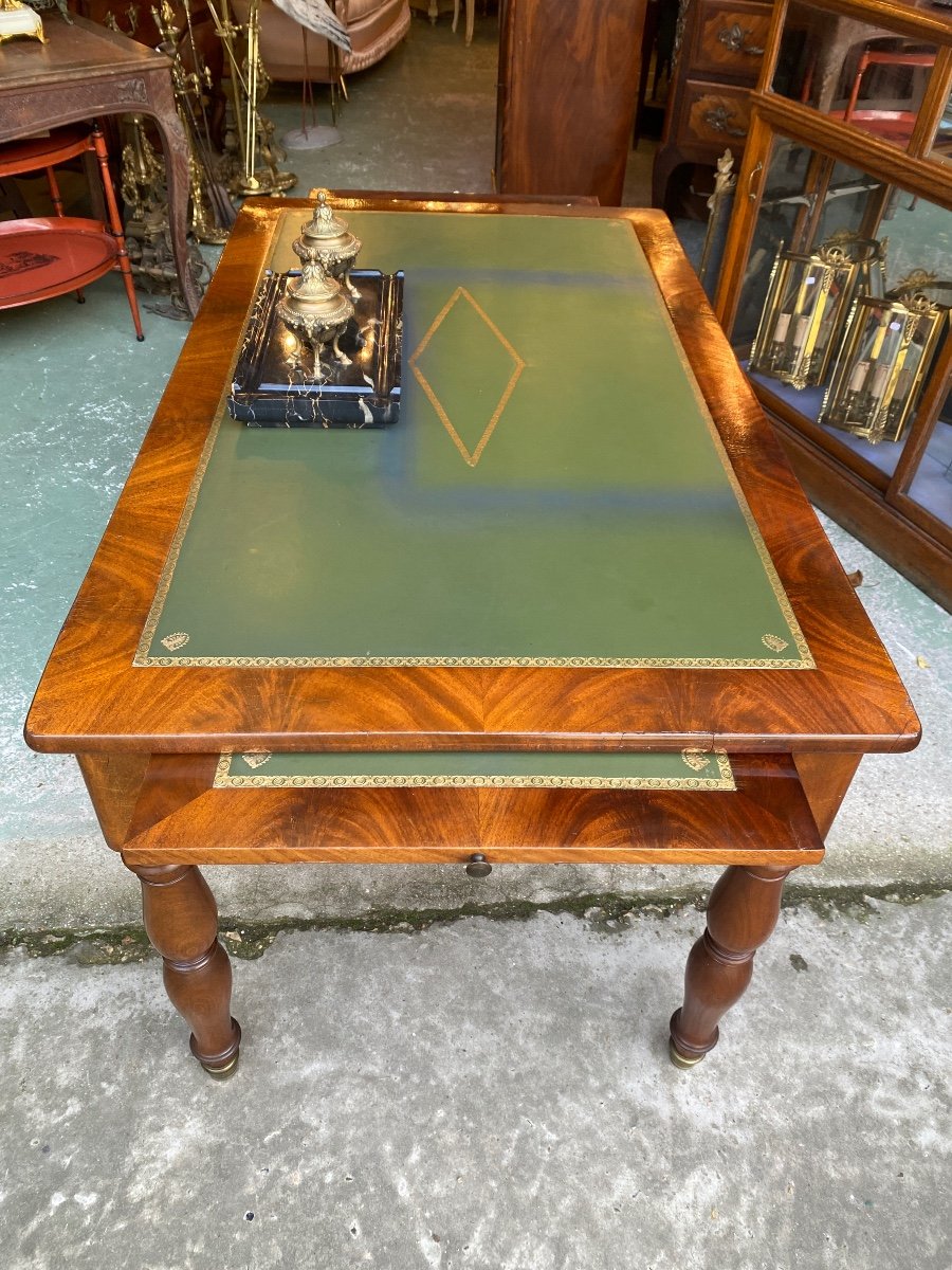 19th Century Restoration Period Mahogany Desk, Jacob Legs-photo-2