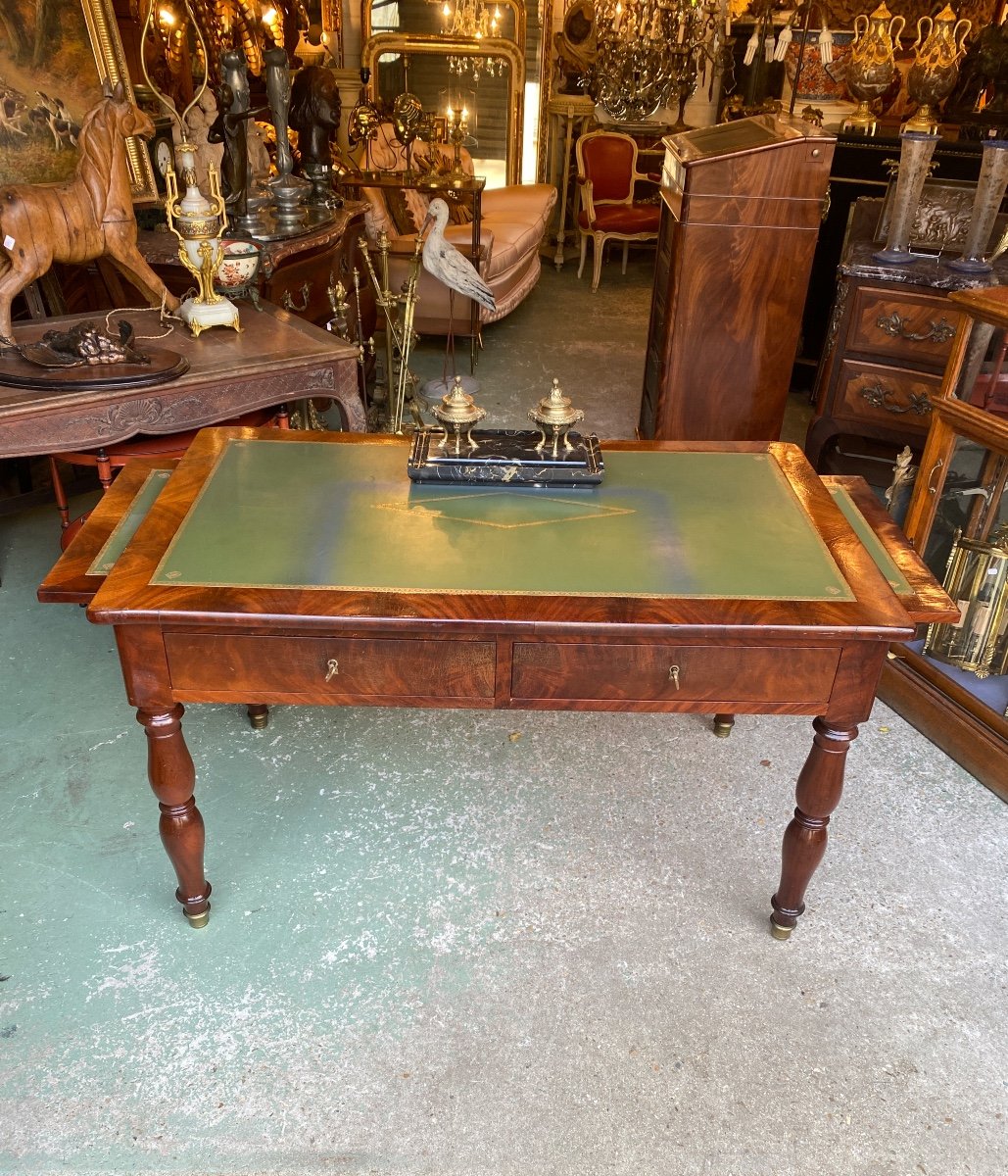 Bureau D’époque Restauration XIXème En Acajou, Pieds Jacob