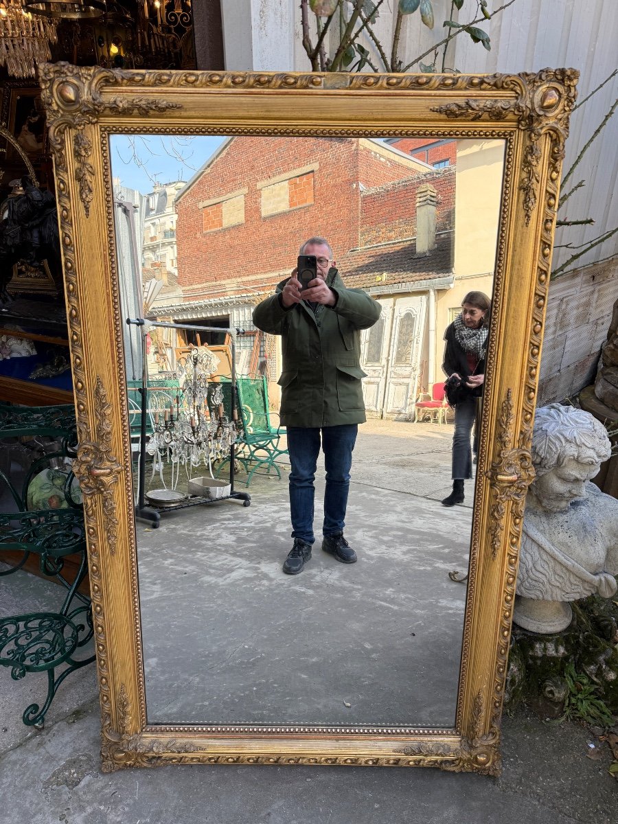 Rectangular Gilded Mirror, Mercury Glass, Mid-19th Century -photo-2