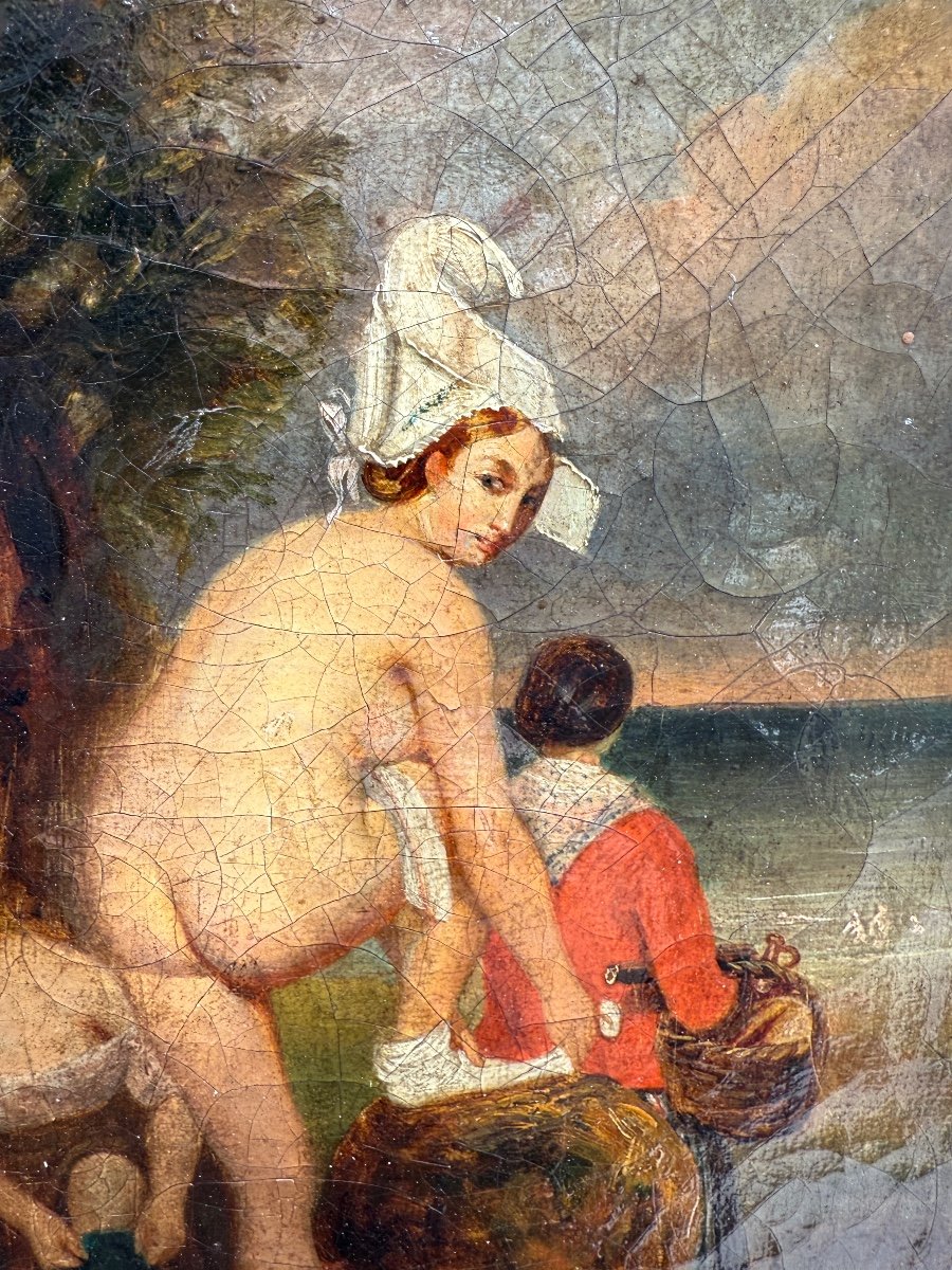 Oil On Canvas, Early 19th Century, Coming Out Of The Bath -photo-1