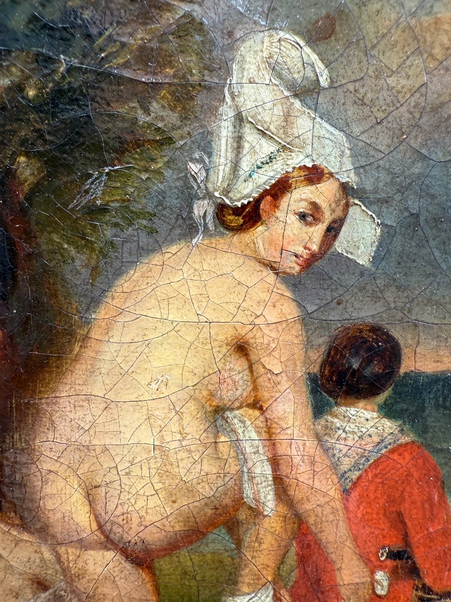 Oil On Canvas, Early 19th Century, Coming Out Of The Bath -photo-2