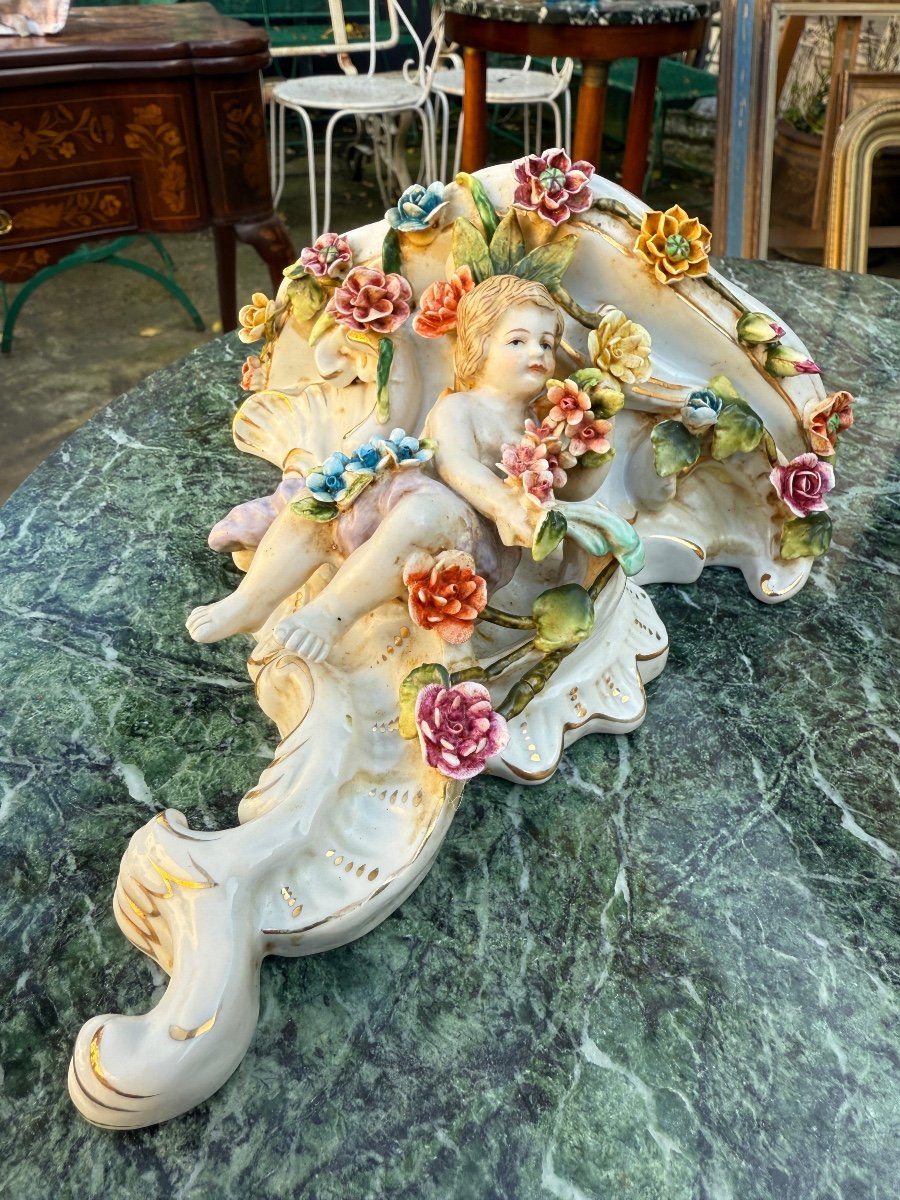 Pair Of Italian Porcelain Consoles From Capodimonte, Naples -photo-2