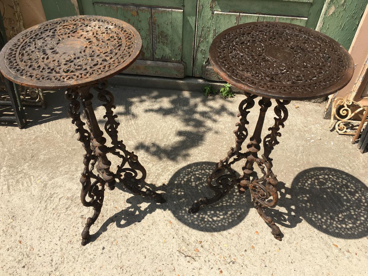 Pair Of Garden Pedestal Tripod Cast Iron-photo-2