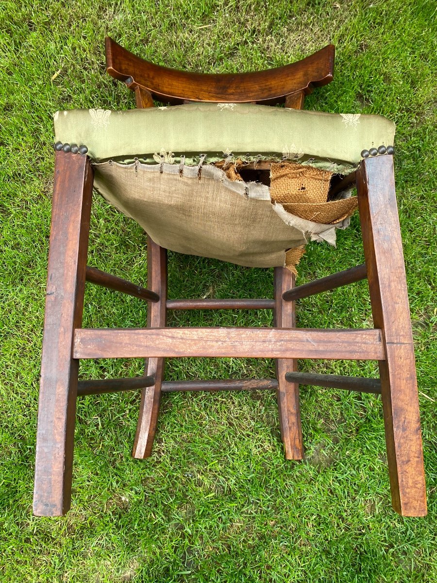 Chaise En Merisier époque Directoire Fin 18ème, Dossier Peint -photo-4