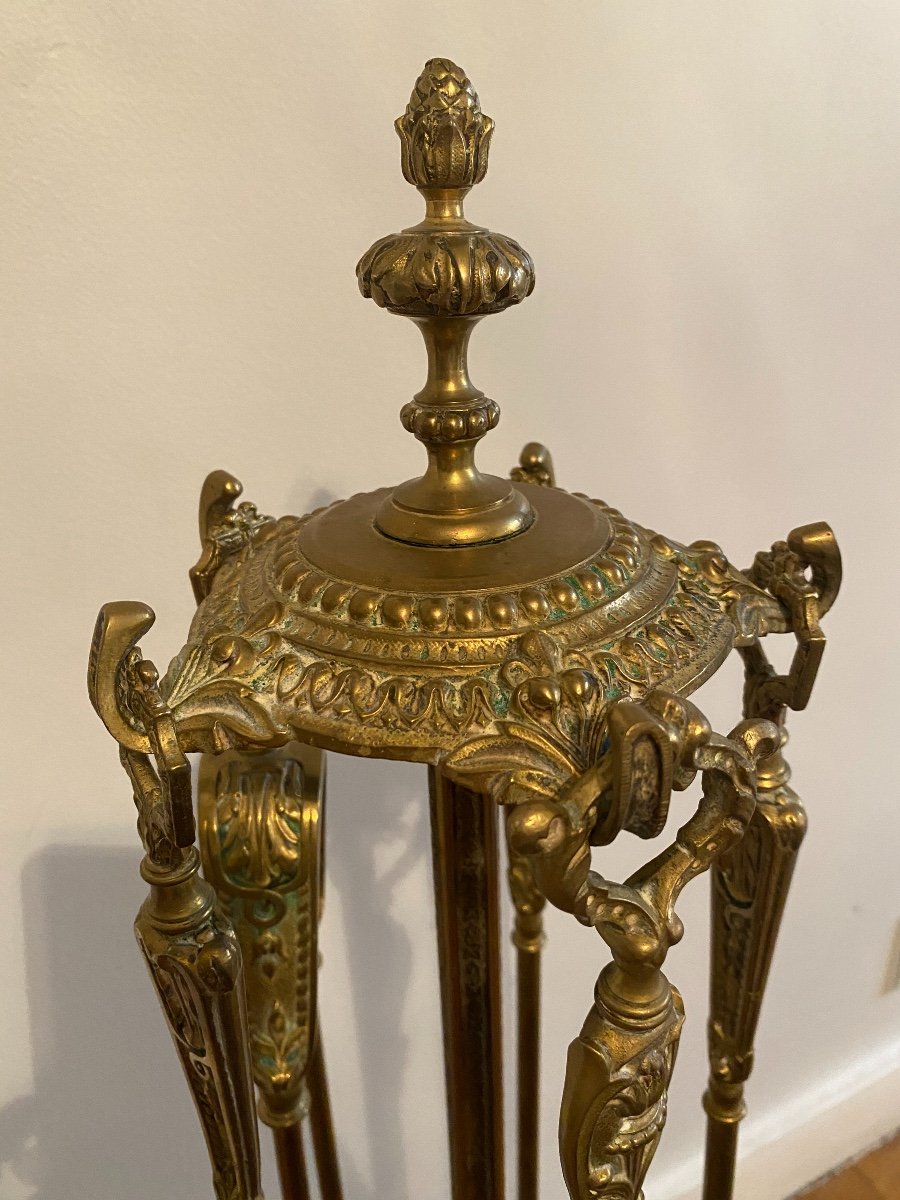 Nécessaire De Cheminée De Style Louis XVI En Bronze Doré, époque Napoléon III -photo-3