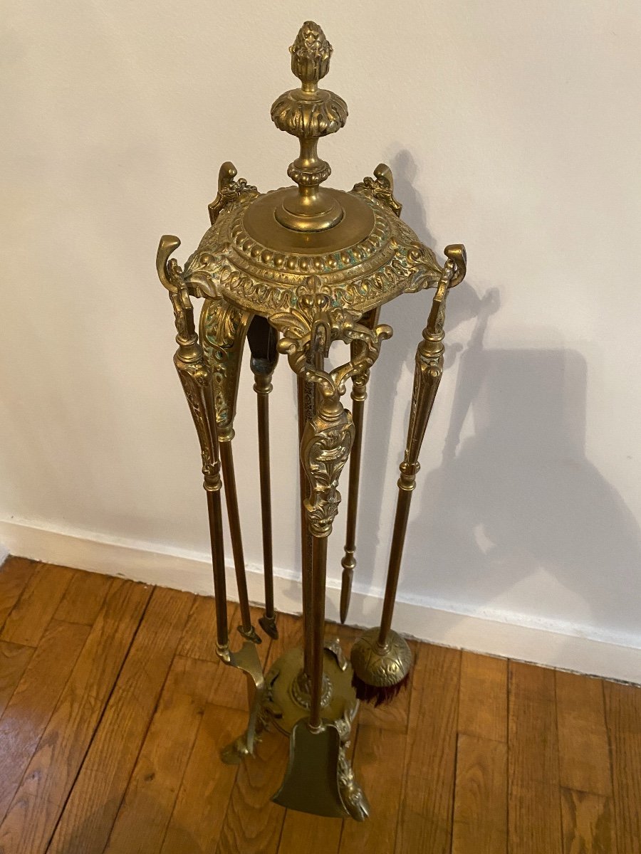 Nécessaire De Cheminée De Style Louis XVI En Bronze Doré, époque Napoléon III -photo-5