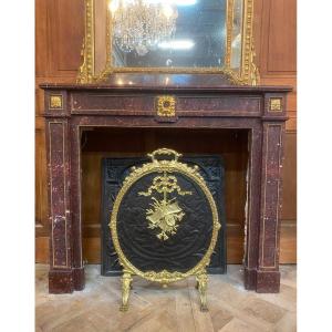 Firewall / Fireplace Screen Louis XVI Style, In Gilt Bronze Nineteenth