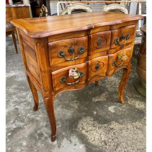 Louis XV Style Commode In Solid Walnut, Rhône Valley, 20th Century 