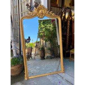 Large Louis XV Style Fronton Mirror, Napoleon III Period 