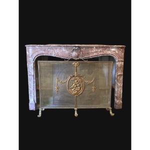 Important Louis XVI Style Bronze Fire Screen, 19th Century For Large Fireplace 