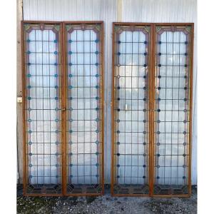 2 Pairs Of Stained Glass Windows From The 1900s