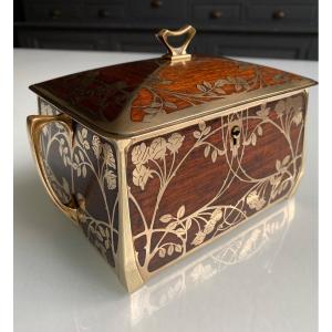 Erhard & Söhne, Art Nouveau Period Jewelry Box 1905 In Rosewood And Brass 