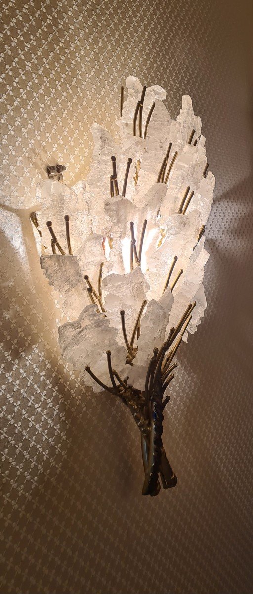 Bronze And Gypsum Wall Lamp 1970's By Lydie Richard Faure-photo-7