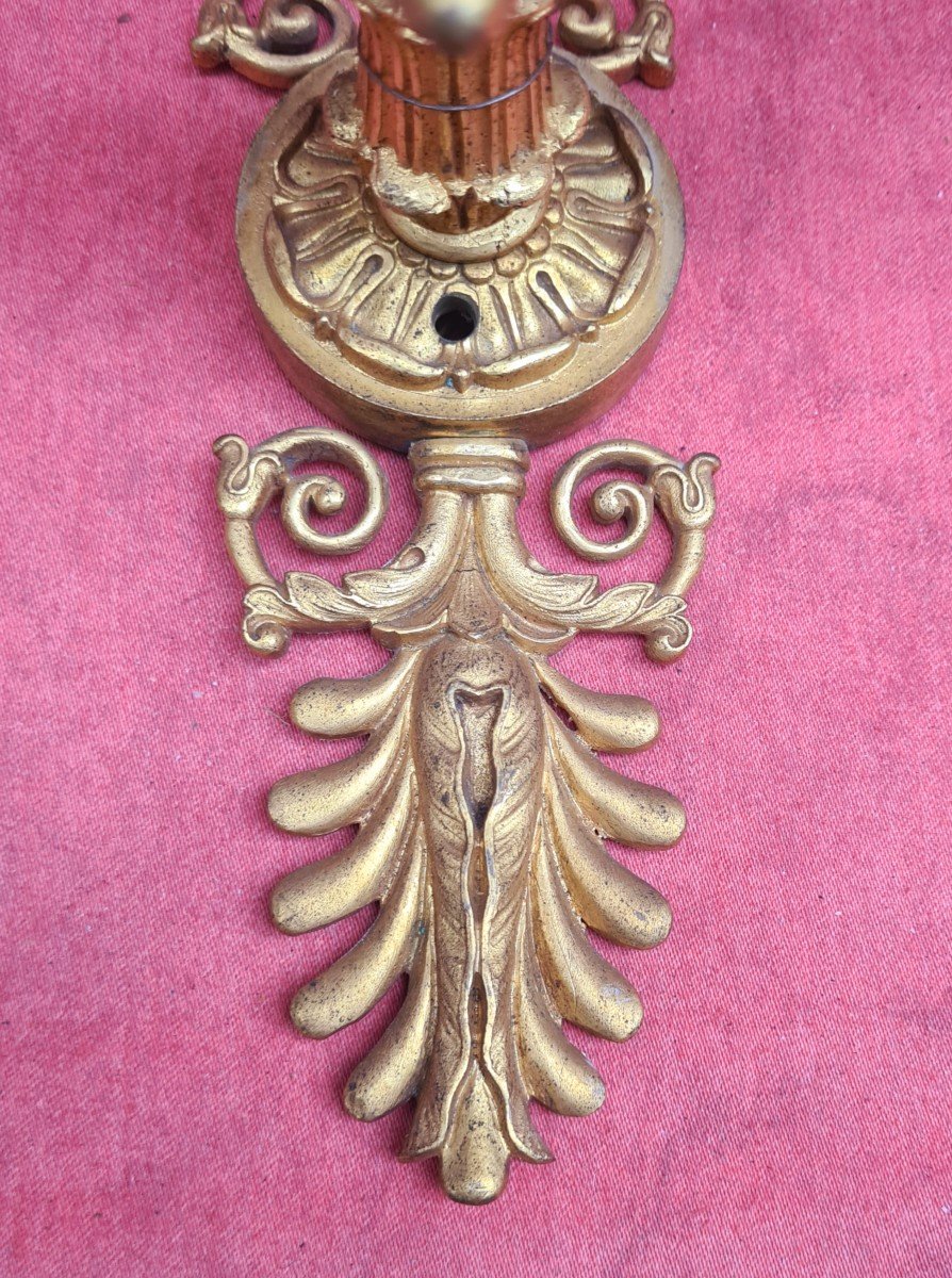 Pair Of Restoration Sconces In Gilt Bronze Late 19th Eme-photo-2