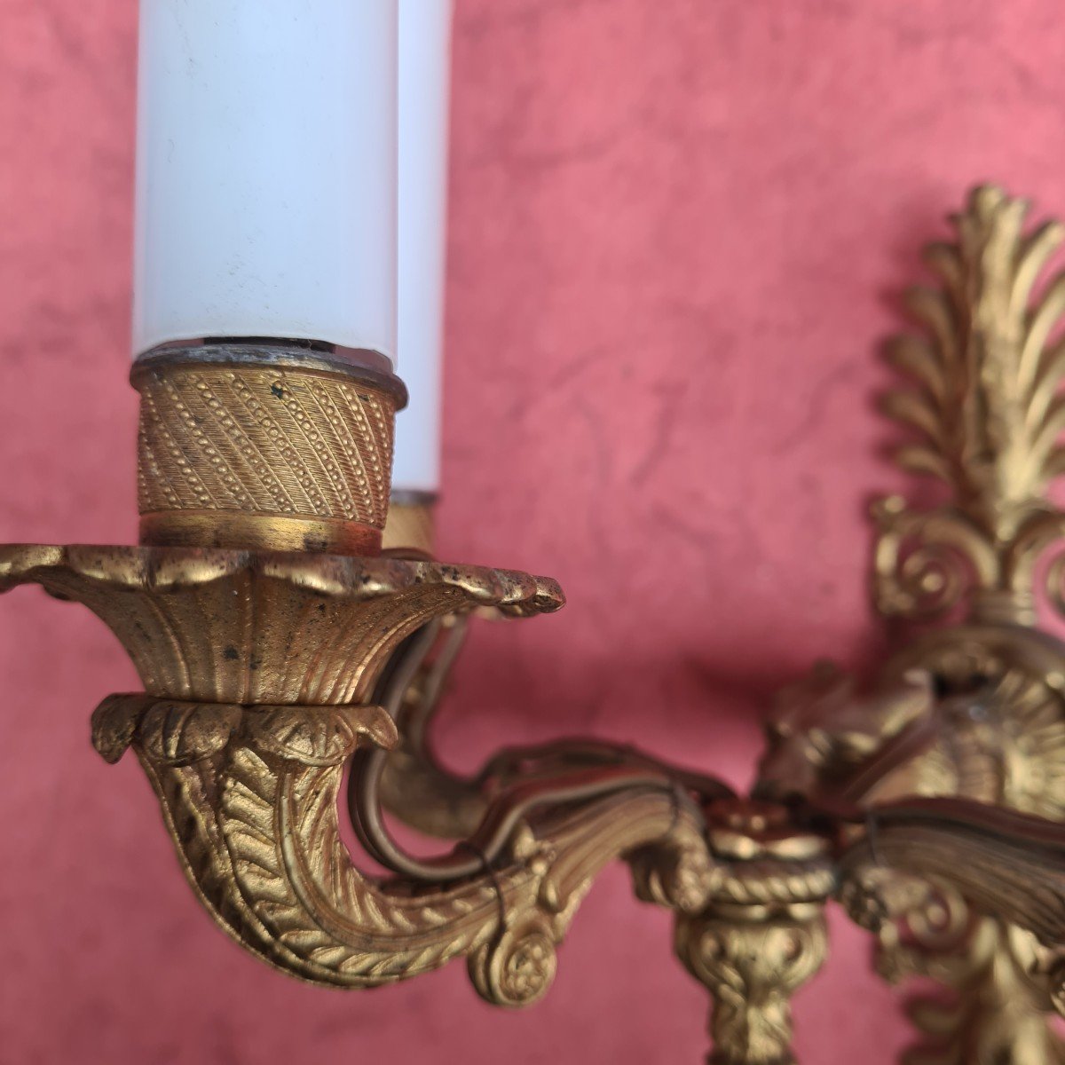 Pair Of Restoration Sconces In Gilt Bronze Late 19th Eme-photo-1