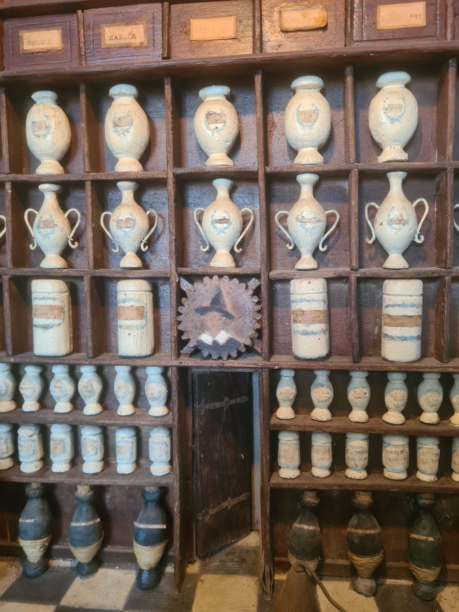 Rare 19th Century Wooden Apothecary Cabinet-photo-3