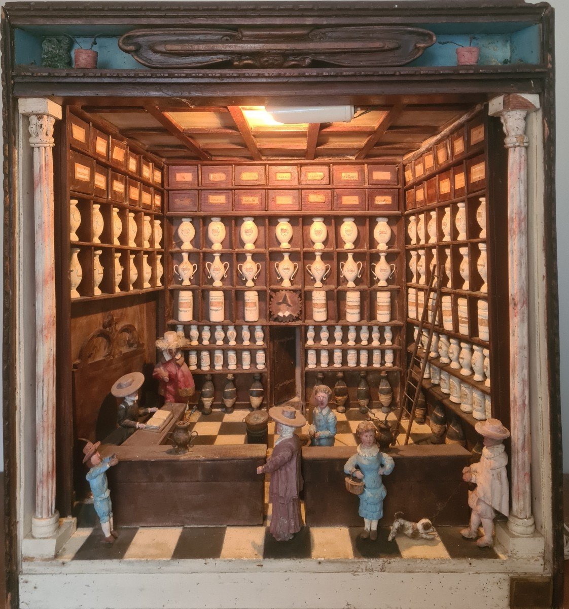 Rare 19th Century Wooden Apothecary Cabinet