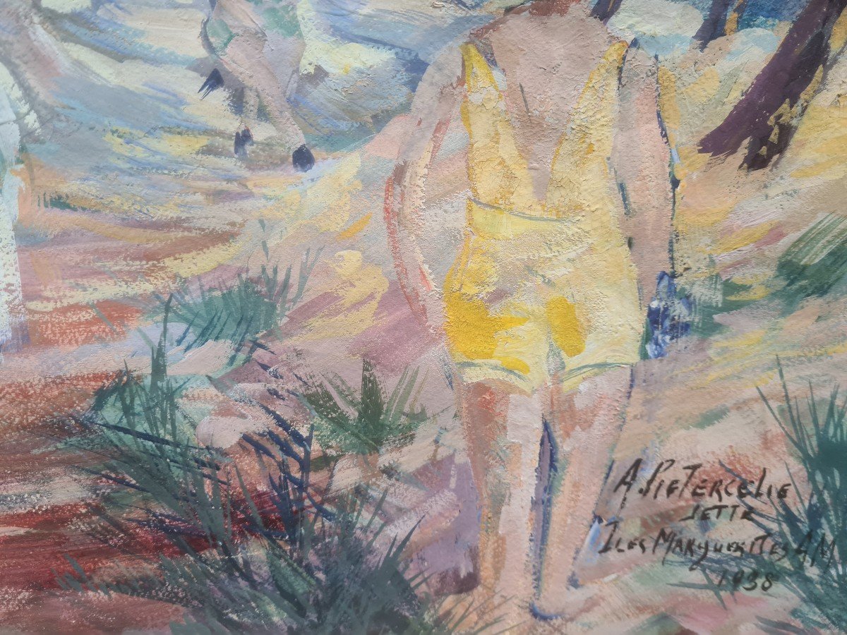 Gouache By A.pietercelie 1938 "st. Marguerite Island"-photo-4