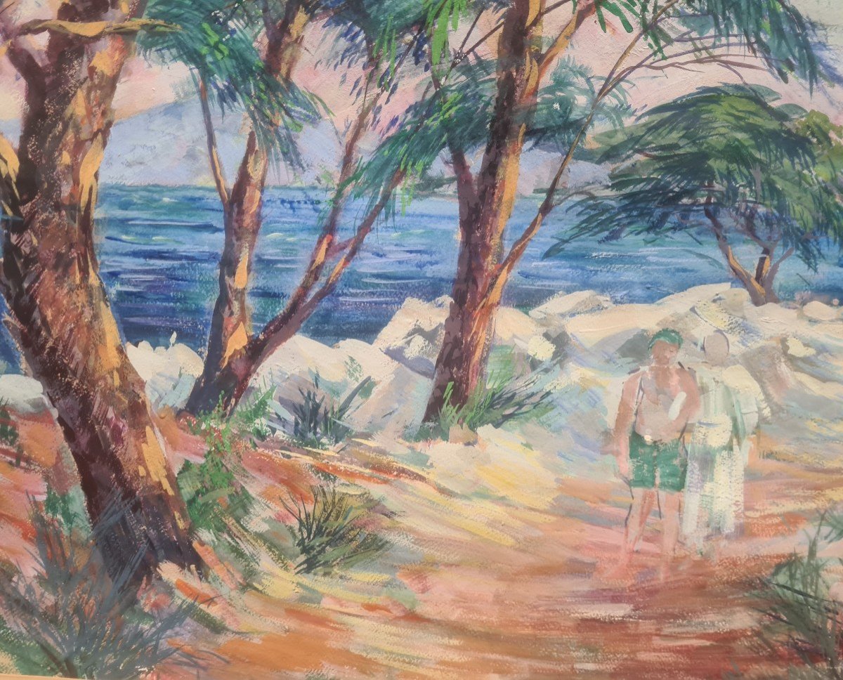 Gouache By A.pietercelie 1938 "st. Marguerite Island"-photo-1