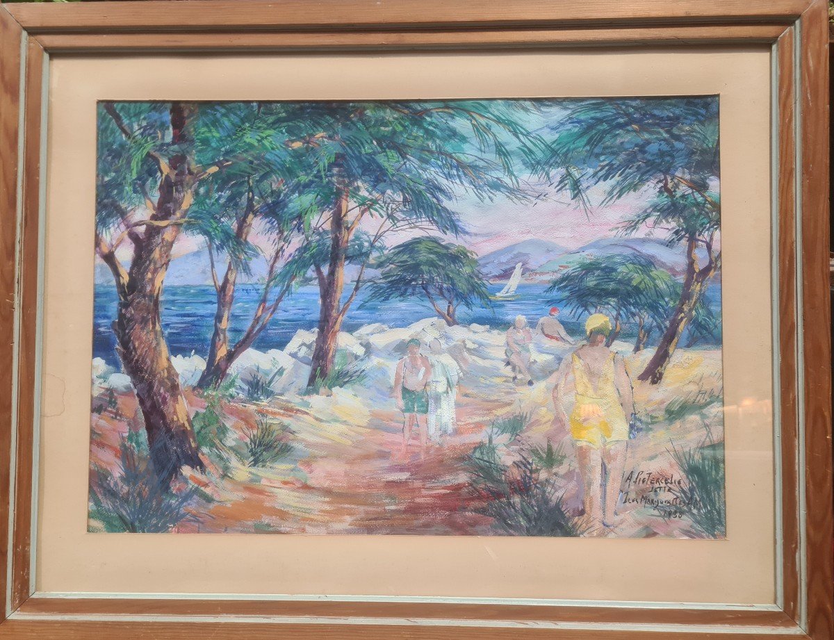 Gouache De A.pietercelie 1938 "l'île Ste Margueritte"