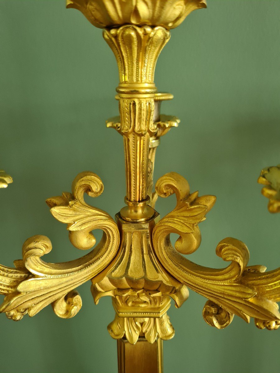 Pair Of Candelabras Gilt Bronze XIX Eme-photo-1