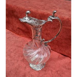 Ewer Crystal And Silver Metal End XIX Eme