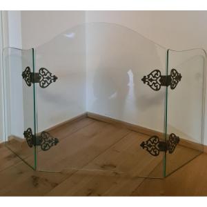 Fireplace Screen With 3 Articulated Shutters In Transparent Glass