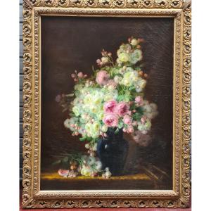 Hst By Mathilde Mitton Bouquet Of Roses 19th Century