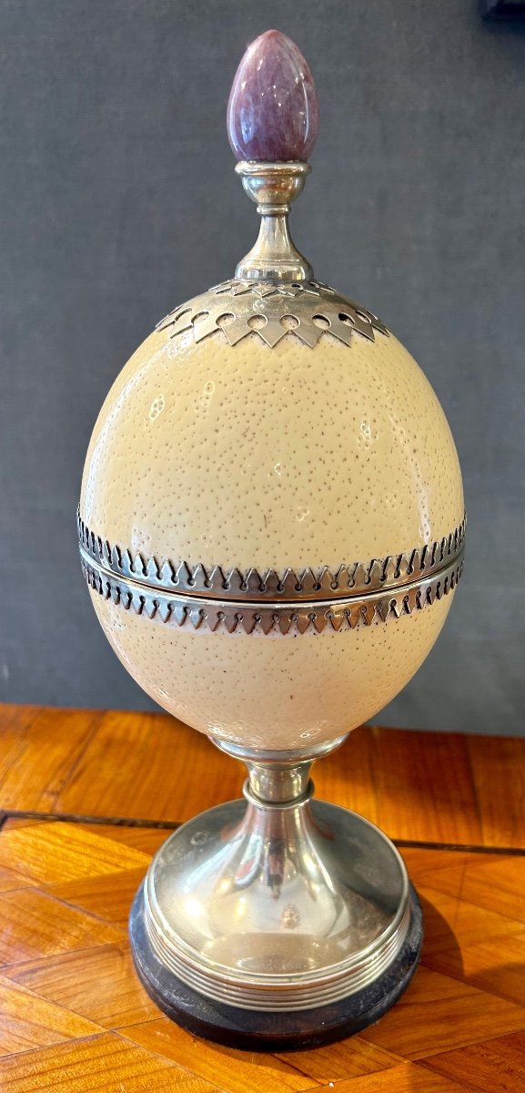 Ostrich Egg Covered Pot