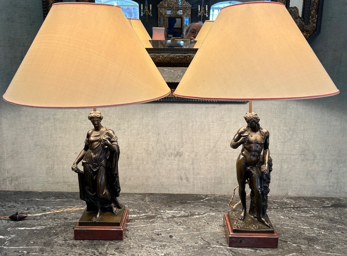 Pair Of Bronze Lamps