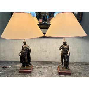 Paire De Lampe Bronzes