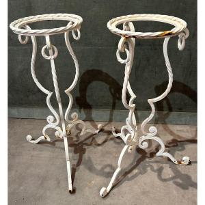 Pair Of Wrought Iron Side Tables