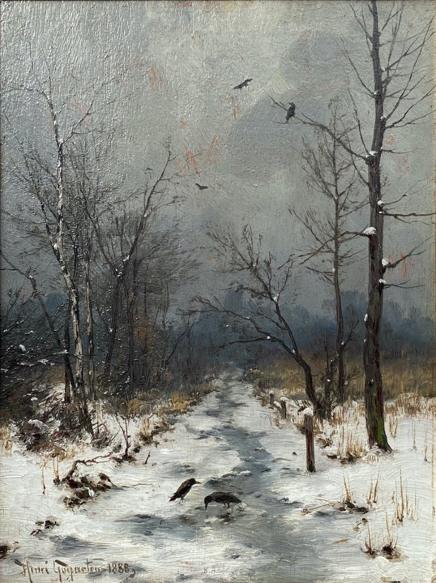 Heinrich Gogarten (1850 - 1911) "Paysage d'hiver"-photo-2